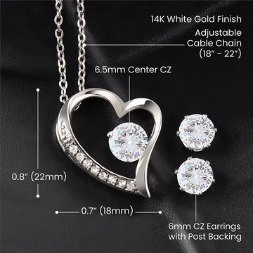 litzzy To My Beautiful Soulmate - If I Could Give You One Thing In Life - Forever Love Necklace and Cubic Zirconia Earring Set - To My Soulmate, Gift For Soulmate Jewelry   