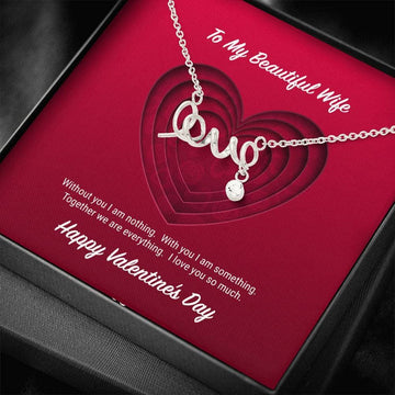 litzzy To My Beautiful Wife Valentine's Day Scripted Love Necklace - Gifts For Wife Necklace Valentines Day Custom Made Romantic Gift For My Best Wife Ever Jewelry   