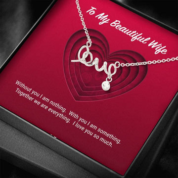 litzzy To My Beautiful Wife Scripted Love Necklace - Gifts For Wife Necklace Valentines Day Custom Made Romantic Gift For My Best Wife Ever Jewelry   