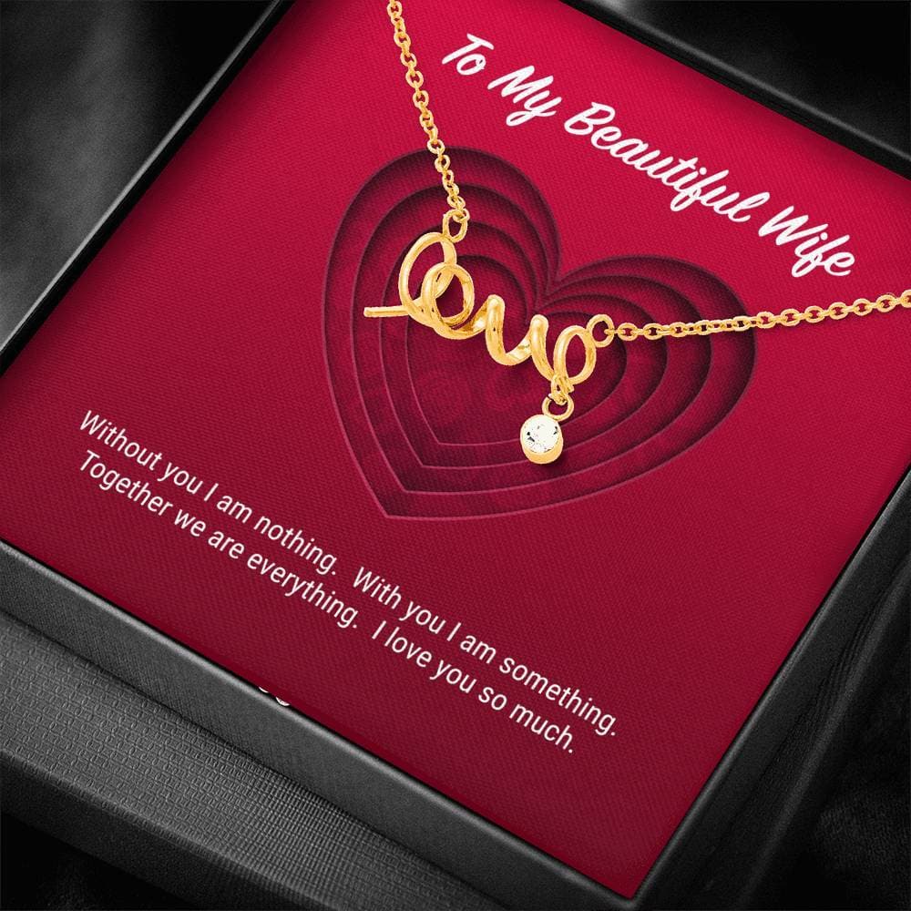 litzzy To My Beautiful Wife Scripted Love Necklace - Gifts For Wife Necklace Valentines Day Custom Made Romantic Gift For My Best Wife Ever Jewelry   