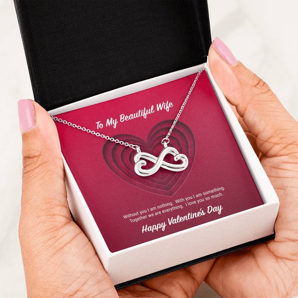 litzzy To My Beautiful Wife Valentine's Day Infinite Hearts Necklace - Gifts For Wife Necklace Valentines Day Custom Made Romantic Gift For My Best Wife Ever Jewelry   