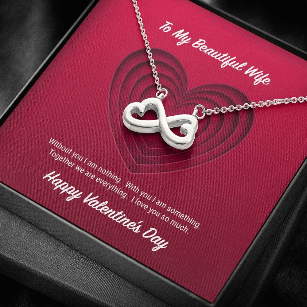 litzzy To My Beautiful Wife Valentine's Day Infinite Hearts Necklace - Gifts For Wife Necklace Valentines Day Custom Made Romantic Gift For My Best Wife Ever Jewelry 14k White Gold Finish  