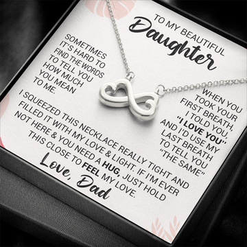 litzzy To My Beautiful Daughter - When You Took Your First Breath I Told You I Love You - Heart-Shaped Infinity Symbol jewelry 14k White Gold Finish Standard Box 