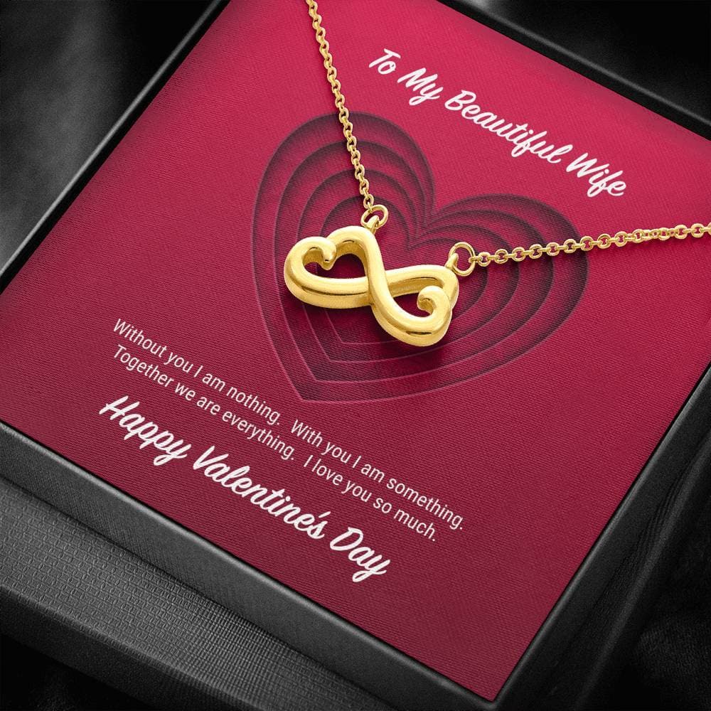 litzzy To My Beautiful Wife Valentine's Day Infinite Hearts Necklace - Gifts For Wife Necklace Valentines Day Custom Made Romantic Gift For My Best Wife Ever Jewelry 18k Yellow Gold Finish  