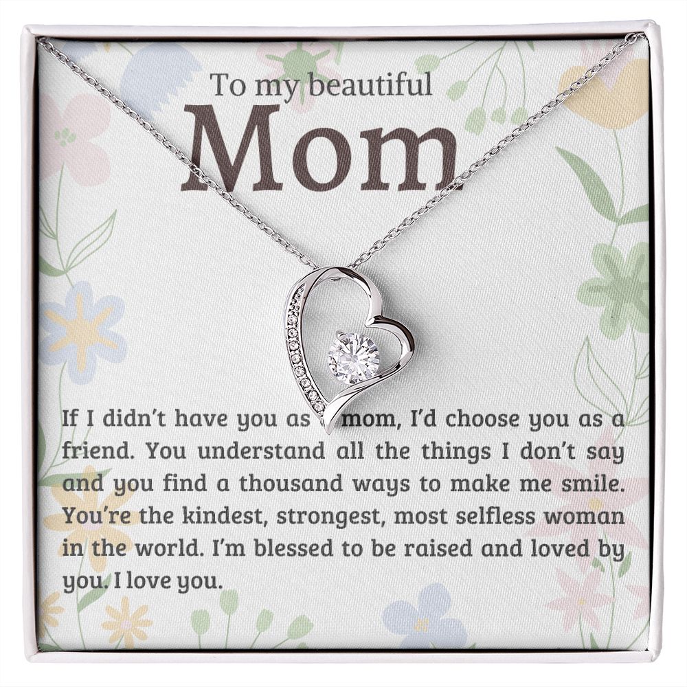 litzzy Mom - Most Selfless Woman - Forever Love Necklace - Litzzy Mother's Day Gifts Necklace Jewelry 14k White Gold Finish Standard Box 