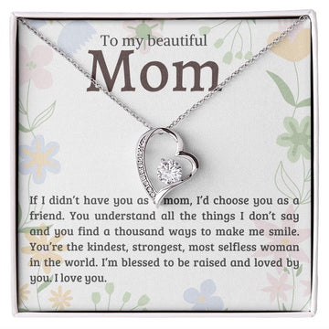 litzzy Mom - Most Selfless Woman - Forever Love Necklace - Litzzy Mother's Day Gifts Necklace Jewelry 14k White Gold Finish Standard Box 