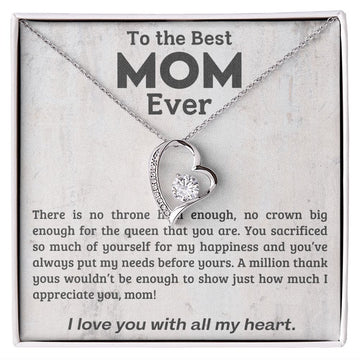 litzzy Mom - A Million Thank Yous - Forever Love Necklace - Litzzy Mother's Day Gifts Necklace Jewelry 14k White Gold Finish Standard Box 