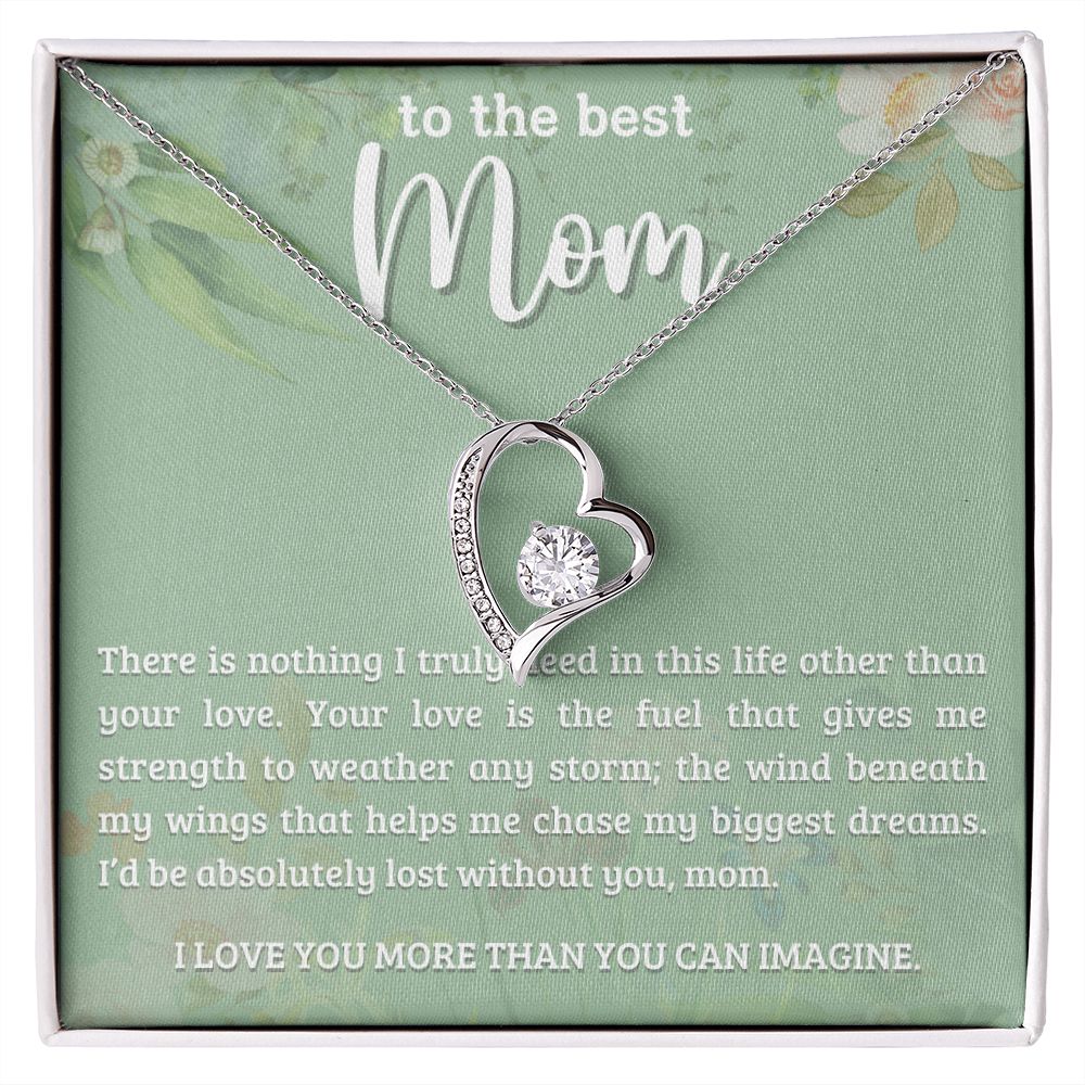 litzzy Mom - Your Love - Forever Love Necklace - Litzzy Mother's Day Gifts Necklace Jewelry 14k White Gold Finish Standard Box 