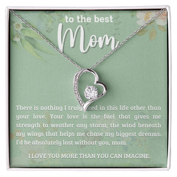 litzzy Mom - Your Love - Forever Love Necklace - Litzzy Mother's Day Gifts Necklace Jewelry 14k White Gold Finish Standard Box 