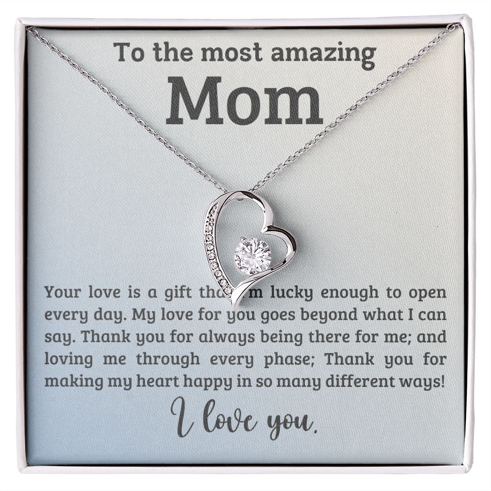 litzzy Mom - A Gift - Forever Love Necklace - Litzzy Mother's Day Gifts Necklace Jewelry 14k White Gold Finish Standard Box 
