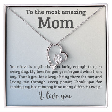 litzzy Mom - A Gift - Forever Love Necklace - Litzzy Mother's Day Gifts Necklace Jewelry 14k White Gold Finish Standard Box 