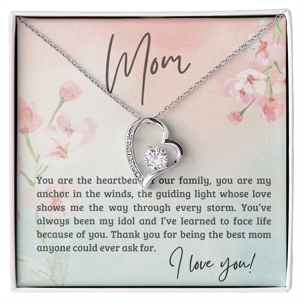 litzzy Mom - Heartbeat - Forever Love Necklace - Litzzy Mother's Day Gifts Necklace Jewelry 14k White Gold Finish Standard Box 