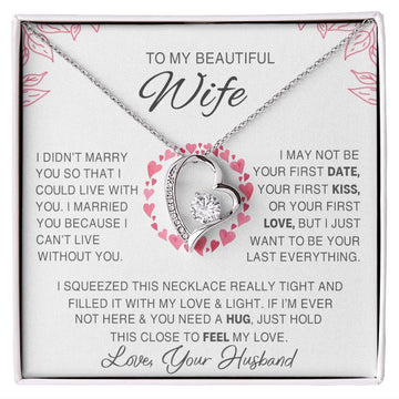 litzzy To My Beautiful Wife - I Married You Because I Cant Live Without You - To My Wife, Gift For Wife - Valentine's Day Gift -  Forever Love Necklace SO Jewelry 14k White Gold Finish Standard Box 