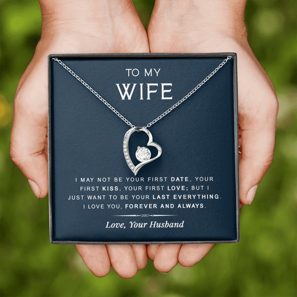 litzzy To my Wife - Last Everything - Forever Love Necklace - Necklace Gift For Her, Wife, Girlfriend, Anniversary, Wedding, Valentine, Birthday with Message Card Jewelry   