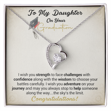 litzzy To My Daughter On Your Graduation - I Wish You Strength - Forever Love Necklace jewelry   