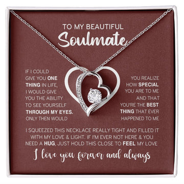 litzzy My Beautiful Soulmate | Love & Light - Forever Love Necklace - Valentine's Day Gift Necklace SO Jewelry 14k White Gold Finish Standard Box 