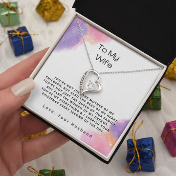 litzzy To My Wife - You're Not Just the Mother Of My Childern - Forever Love Necklace - To My Wife, Gift For Wife Jewelry 14k White Gold Finish Standard Box 
