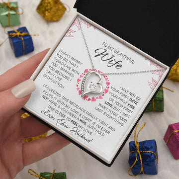 litzzy To My Beautiful Wife - I Married You Because I Cant Live Without You - To My Wife, Gift For Wife - Valentine's Day Gift -  Forever Love Necklace SO Jewelry   