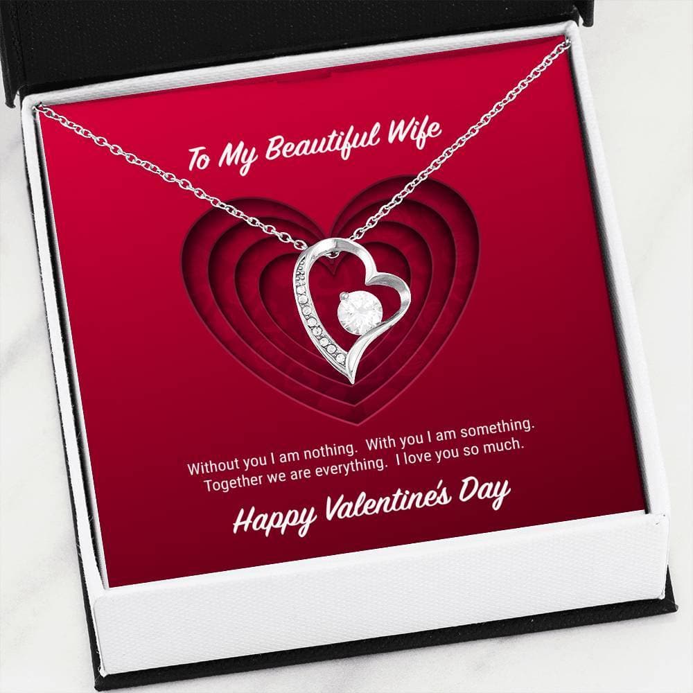 litzzy To My Beautiful Wife Valentine's Day Forever Love Necklace - Gifts For Wife Necklace Valentines Day Custom Made Romantic Gift For My Best Wife Ever Jewelry 14k White Gold Finish  