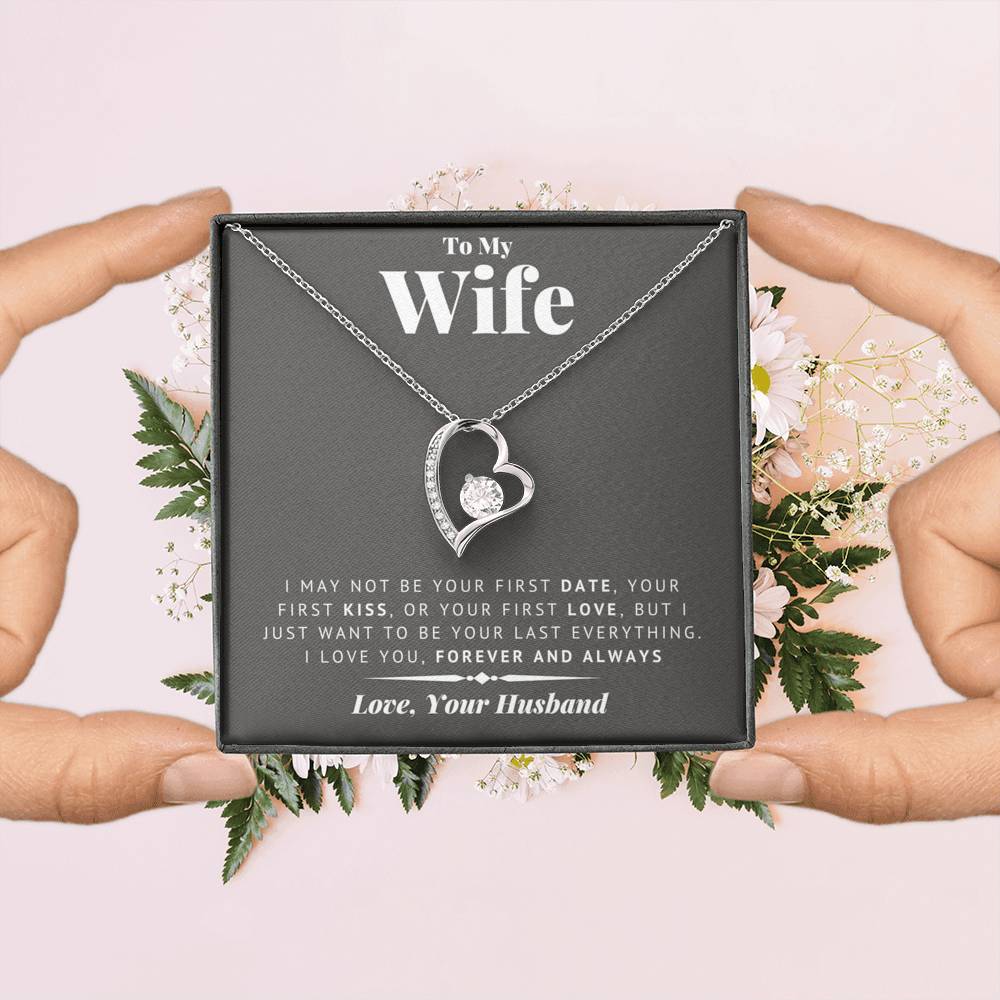 litzzy To My Wife - Last Everything - Forever Love Necklace - Necklace Gift For Her, Wife, Girlfriend, Anniversary, Wedding, Valentine, Birthday with Message Card Jewelry   
