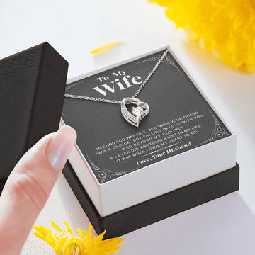 litzzy To My Wife - Forever Love Heart Necklace - Gift For Valentine, Birthday, Anniversary - Necklace Gift For Her, Wife, Girlfriend, Anniversary, Wedding, Valentine, Birthday with Message Card Jewelry 14k White Gold Finish  