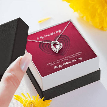 litzzy To My Beautiful Wife Valentine's Day Forever Love Necklace - Gifts For Wife Necklace Valentines Day Custom Made Romantic Gift For My Best Wife Ever Jewelry   
