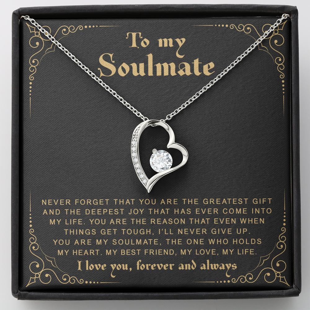 litzzy To My Soulmate - You Are The Greatest Gift - Forever Love Necklace - Necklace Gift For Her, Wife, Girlfriend, Anniversary, Wedding, Valentine, Birthday with Message Card Jewelry 14k White Gold Finish  