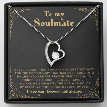 litzzy To My Soulmate - You Are The Greatest Gift - Forever Love Necklace - Necklace Gift For Her, Wife, Girlfriend, Anniversary, Wedding, Valentine, Birthday with Message Card Jewelry 14k White Gold Finish  