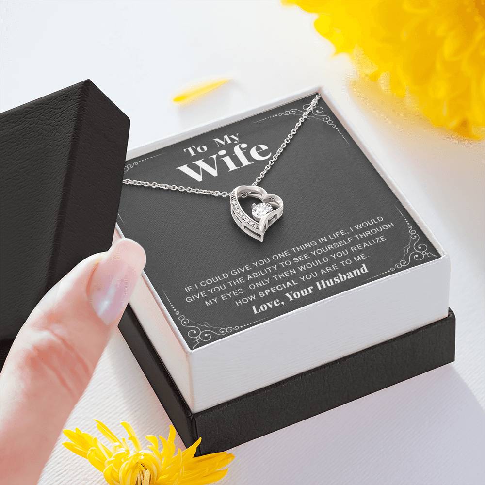 litzzy To my Wife - Never forget that I love you - Forever Love Necklace - Necklace Gift For Her, Wife, Girlfriend, Anniversary, Wedding, Valentine, Birthday with Message Card Jewelry   