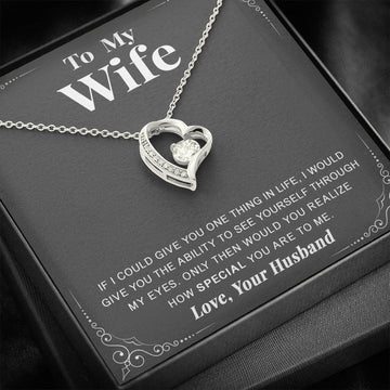 litzzy To my Wife - Never forget that I love you - Forever Love Necklace - Necklace Gift For Her, Wife, Girlfriend, Anniversary, Wedding, Valentine, Birthday with Message Card Jewelry   