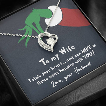 litzzy To my Wife I Stole Your Heart - Gift For Mother's Day, Birthday, Anniversary - Necklace Gift For Her, Wife, Girlfriend, Anniversary, Wedding, Valentine, Birthday with Message Card Jewelry 14k White Gold Finish  