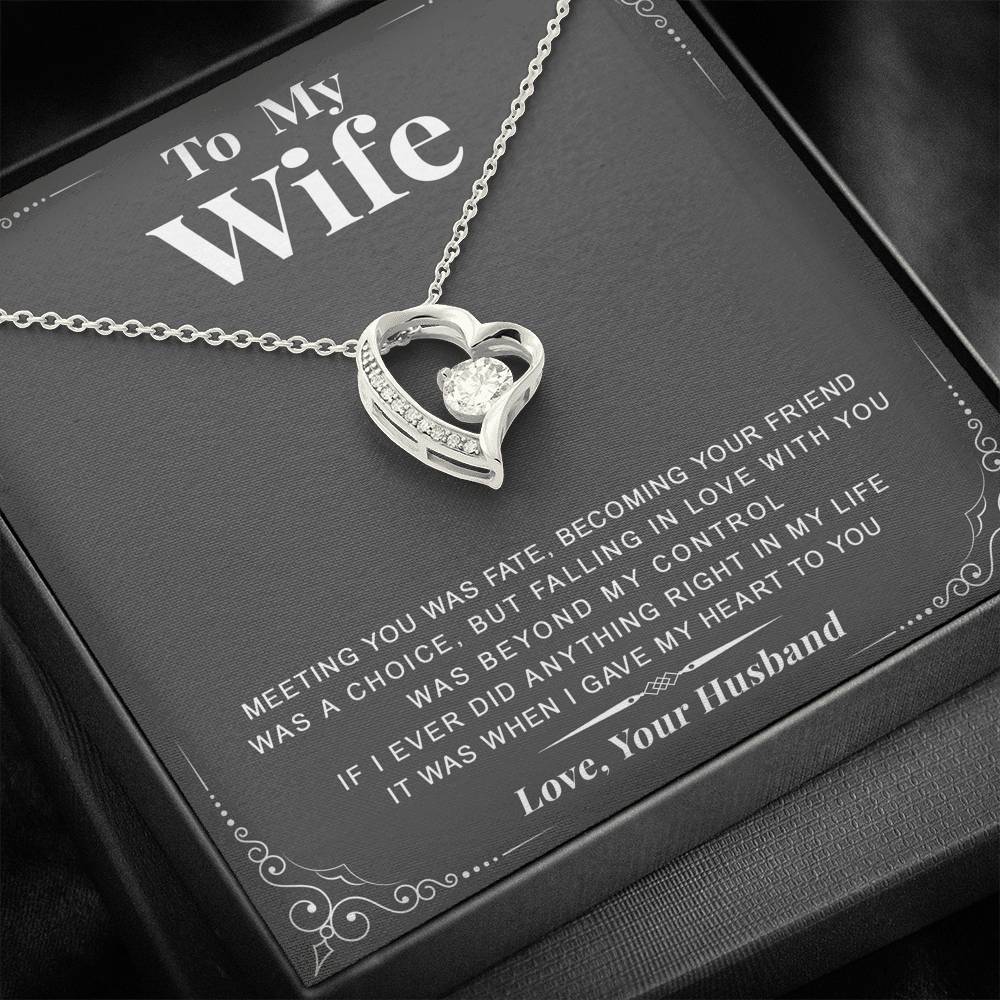 litzzy To My Wife - Forever Love Heart Necklace - Gift For Valentine, Birthday, Anniversary - Necklace Gift For Her, Wife, Girlfriend, Anniversary, Wedding, Valentine, Birthday with Message Card Jewelry   