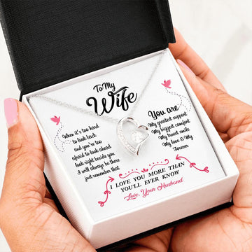 litzzy To My Wife - You Are My Greatest Support - Forever Love Necklace - Necklace Gift For Her, Wife, Girlfriend, Anniversary, Wedding, Valentine, Birthday with Message Card Jewelry   
