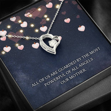 litzzy Litzzy Forever Love Necklace To my Mom, All of Us are guarded by the most powerful of all Angels Mothers day Jewelry, Gifts set Jewelry 14k White Gold Finish  