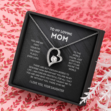 litzzy Mom - Forever Love Necklace From Daughter - Litzzy Mother's Day Gifts Necklace Jewelry 14k White Gold Finish Standard Box 