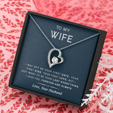 litzzy To my Wife - Last Everything - Forever Love Necklace - Necklace Gift For Her, Wife, Girlfriend, Anniversary, Wedding, Valentine, Birthday with Message Card Jewelry   