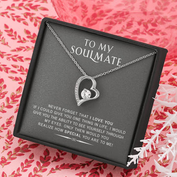 litzzy To My Soulmate - Never Forget That I Love You - Forever Love Necklace - Necklace Gift For Her, Wife, Girlfriend, Anniversary, Wedding, Valentine, Birthday with Message Card Jewelry   