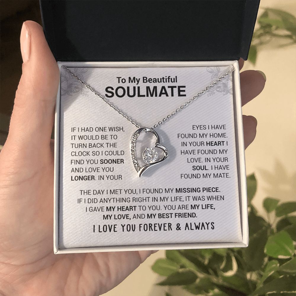 litzzy To My Beautiful Soulmate - In Your Eyes I Have Found My Home - Forever Love Necklace - To My Soulmate, Gift For Soulmate Jewelry   