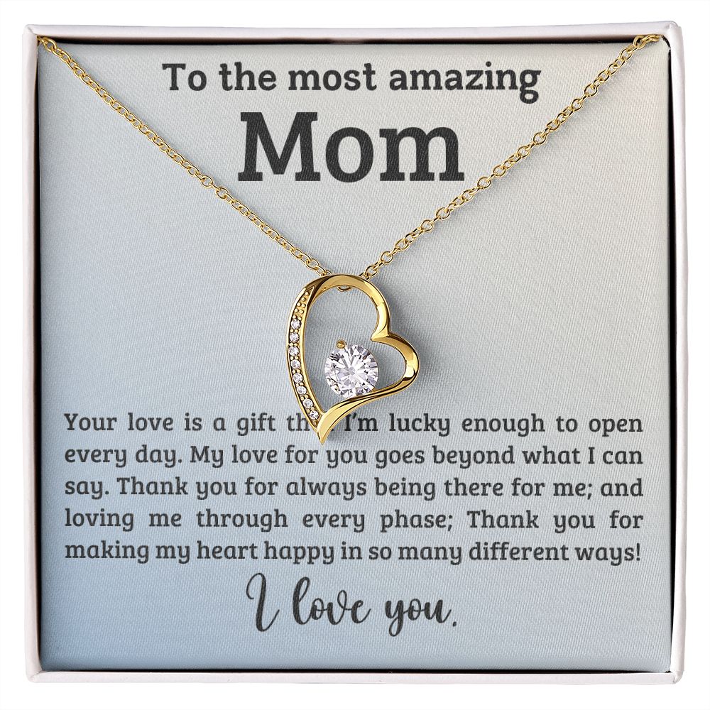 litzzy Mom - A Gift - Forever Love Necklace - Litzzy Mother's Day Gifts Necklace Jewelry 18k Yellow Gold Finish Standard Box 