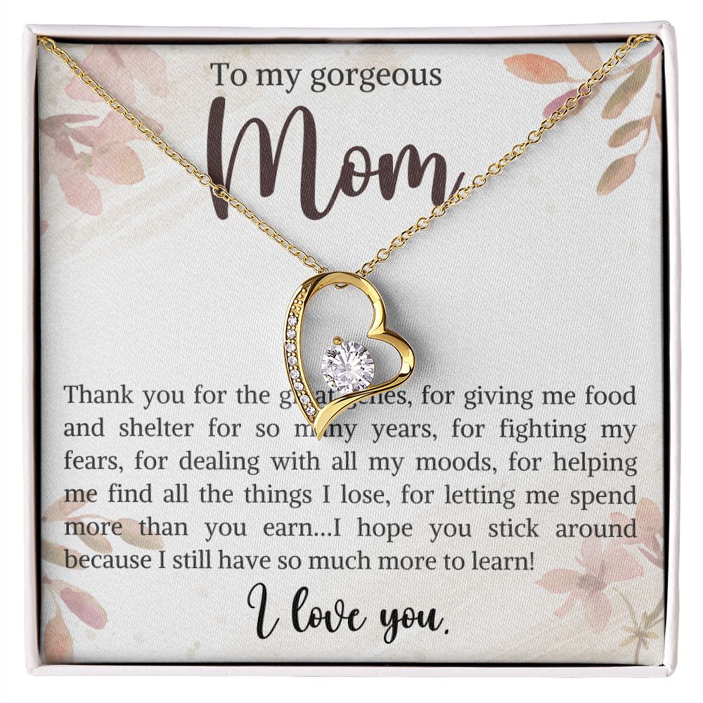 litzzy Mom - Thank You - Forever Love Necklace - Litzzy Mother's Day Gifts Necklace Jewelry 18k Yellow Gold Finish Standard Box 