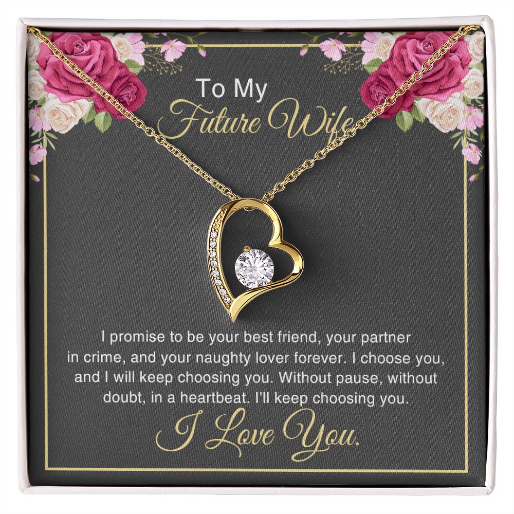 litzzy To My Future Wife - I promise to be your best friend - Forever Love Necklace - To My Future Wife, Gift For Wife SO Jewelry 18k Yellow Gold Finish Standard Box 