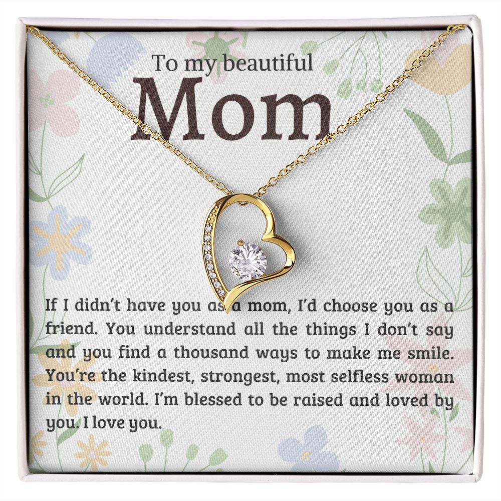litzzy Mom - Most Selfless Woman - Forever Love Necklace - Litzzy Mother's Day Gifts Necklace Jewelry 18k Yellow Gold Finish Standard Box 