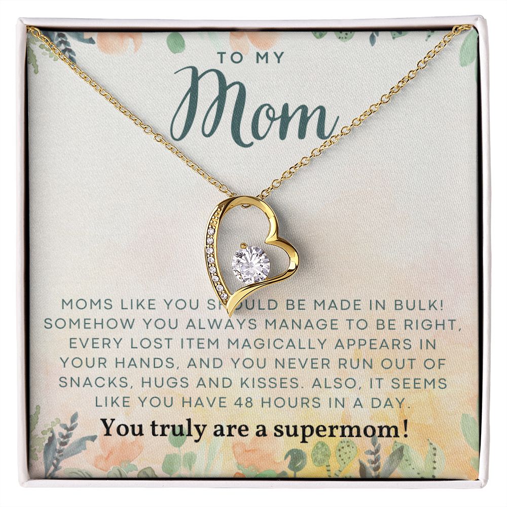 litzzy Mom - Supermom - Forever Love Necklace - Litzzy Mother's Day Gifts Necklace Jewelry 18k Yellow Gold Finish Standard Box 