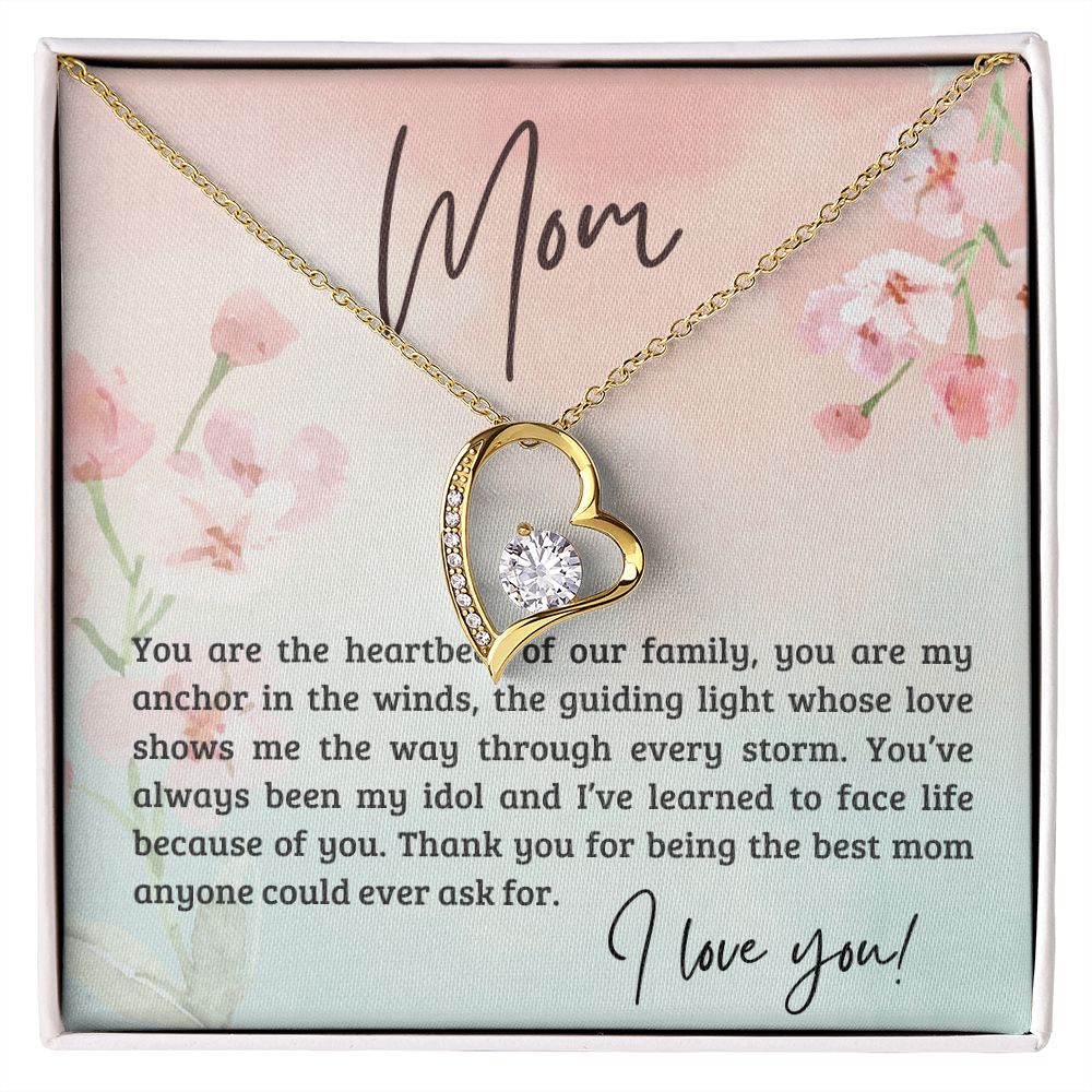 litzzy Mom - Heartbeat - Forever Love Necklace - Litzzy Mother's Day Gifts Necklace Jewelry 18k Yellow Gold Finish Standard Box 