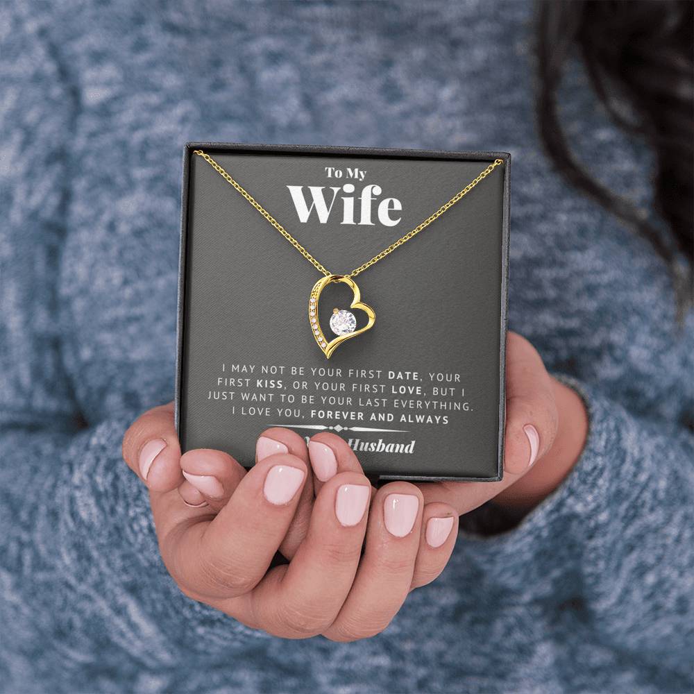 litzzy To My Wife - Last Everything - Forever Love Necklace - Necklace Gift For Her, Wife, Girlfriend, Anniversary, Wedding, Valentine, Birthday with Message Card Jewelry 18k Yellow Gold Finish  