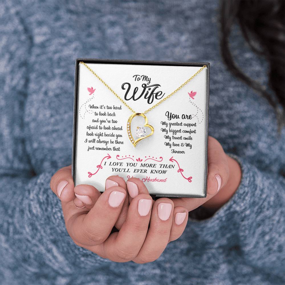 litzzy To My Wife - You Are My Greatest Support - Forever Love Necklace - Necklace Gift For Her, Wife, Girlfriend, Anniversary, Wedding, Valentine, Birthday with Message Card Jewelry   