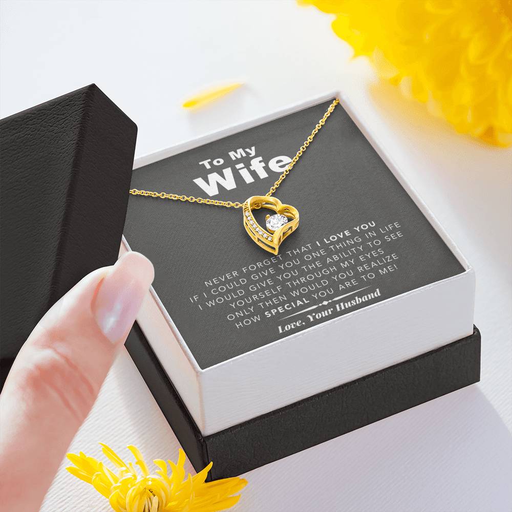 litzzy To My Wife - Never Forget That I Love You - Necklace Gift For Wife, Girlfriend, Anniversary, Valentine, Birthday with Message Card Jewelry   