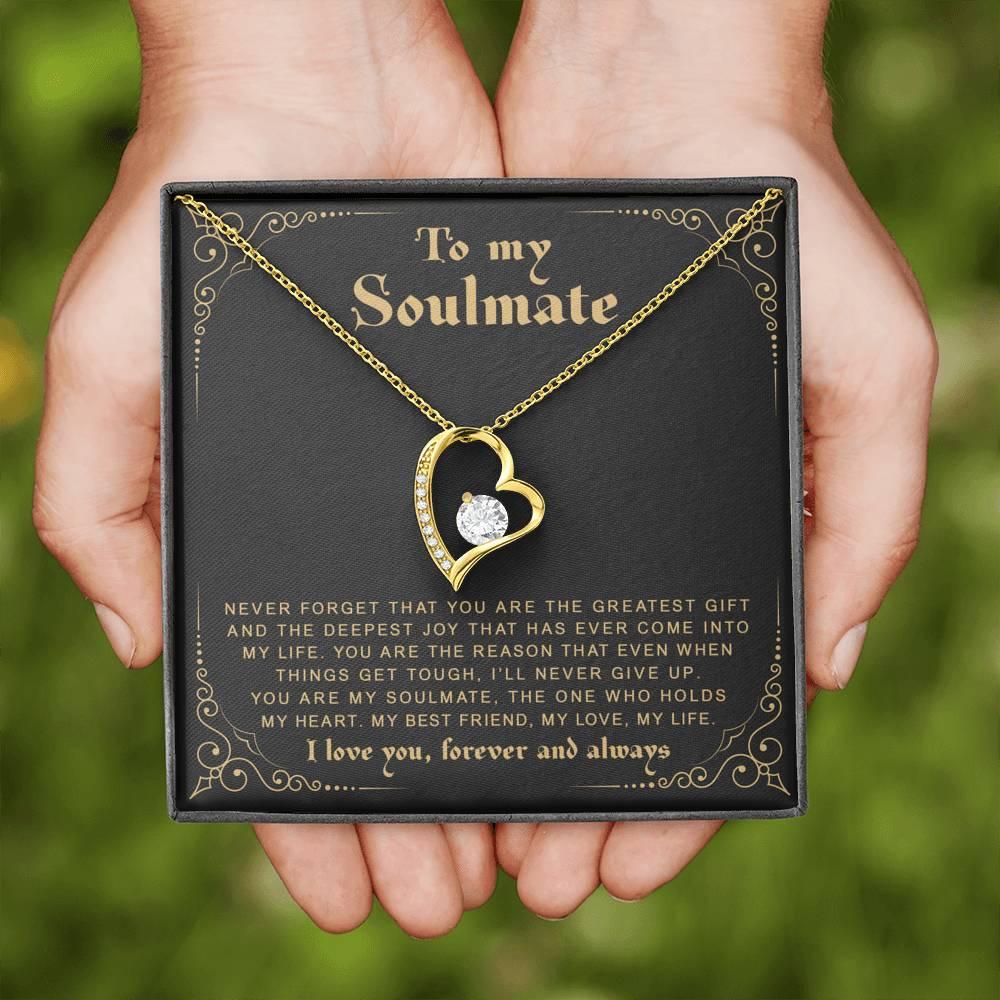 litzzy To My Soulmate - You Are The Greatest Gift - Forever Love Necklace - Necklace Gift For Her, Wife, Girlfriend, Anniversary, Wedding, Valentine, Birthday with Message Card Jewelry 18k Yellow Gold Finish  