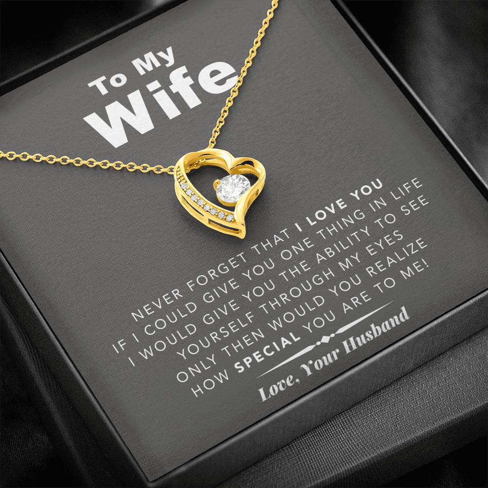 litzzy To My Wife - Never Forget That I Love You - Necklace Gift For Wife, Girlfriend, Anniversary, Valentine, Birthday with Message Card Jewelry 18k Yellow Gold Finish  