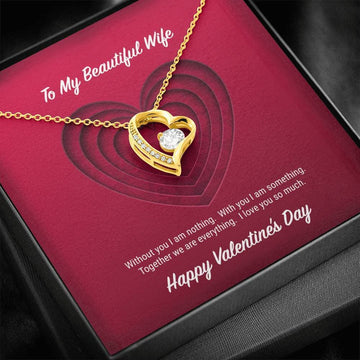 litzzy To My Beautiful Wife Valentine's Day Forever Love Necklace - Gifts For Wife Necklace Valentines Day Custom Made Romantic Gift For My Best Wife Ever Jewelry 18k Yellow Gold Finish  